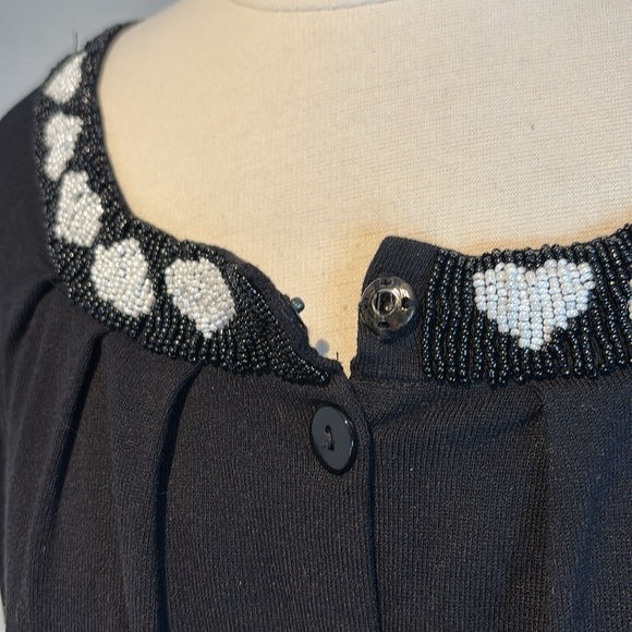 Marina Rinaldi black beaded heart cardigan sweater size large - Picture 6 of 11